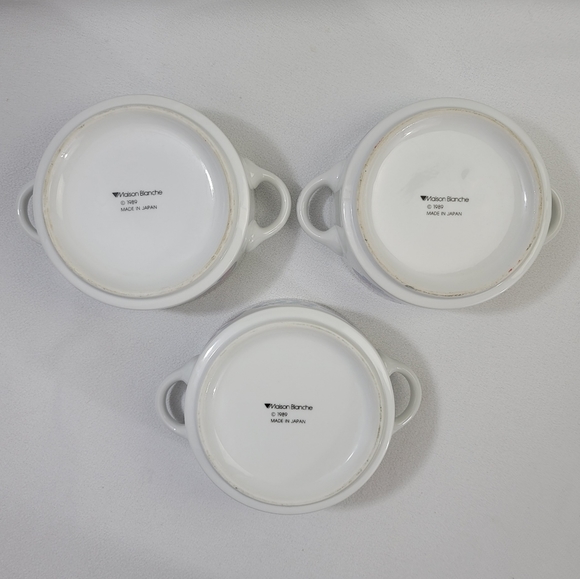 (3) Vtg 1989 Maison Blanche Seashell Motif Soup Bowls With Handles - Picture 13 of 16